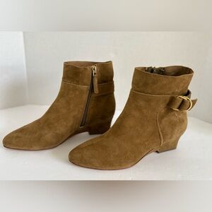 NWOT Nine West Jabali Brown Suede / Leather Wedge Ankle Boots Size: 6.5